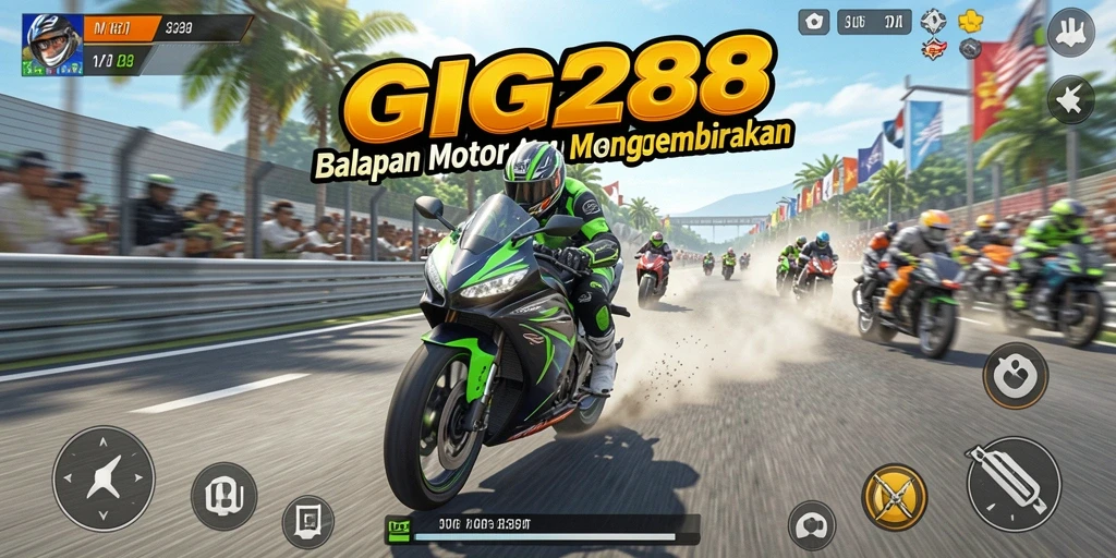 Tampilan gameplay GG288 dengan aksi balapan yang mendebarkan.