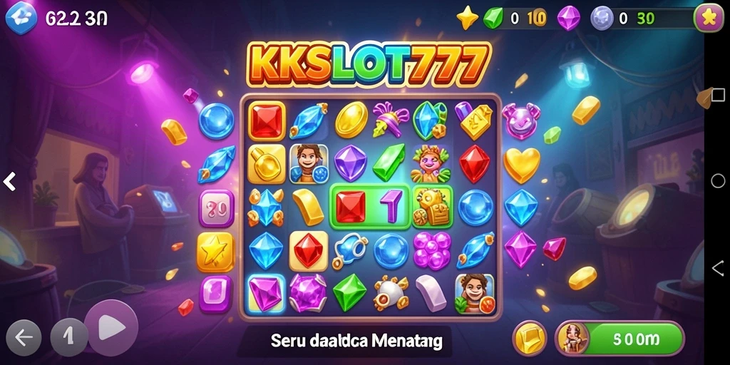 Gameplay seru KKSLOT777 dengan grafis menawan di level Match-3.