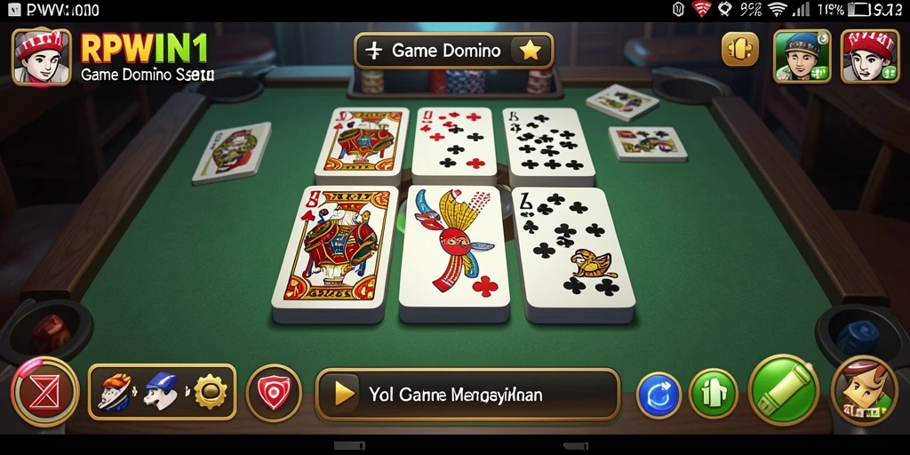 Tampilan gameplay seru dalam RPWIN1 saat bermain Domino.