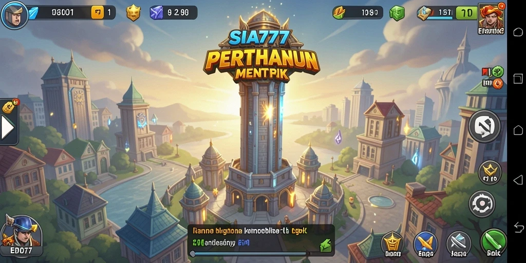Tangkapan layar SIA777 menampilkan aksi pertahanan menara yang intens.
