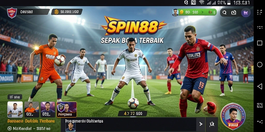 Screenshot gameplay SPIN88 menunjukkan aksi sepak bola yang mendebarkan.