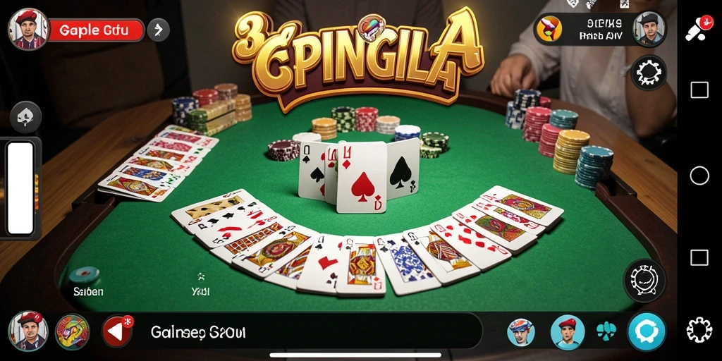 Tampilan utama gameplay SPINGILA yang menampilkan suasana seru permainan Gaple.
