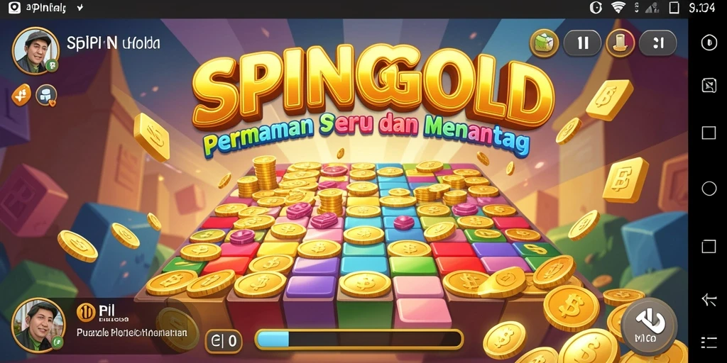 Tampilan gameplay SPINGOLD yang menantang dan penuh warna.