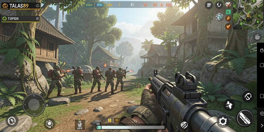 Tampilan gameplay seru dari TALAS89 dengan aksi menembak yang mendebarkan.